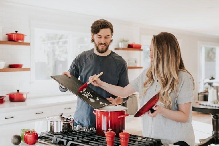 Kitchen counter with gadgets and utensils