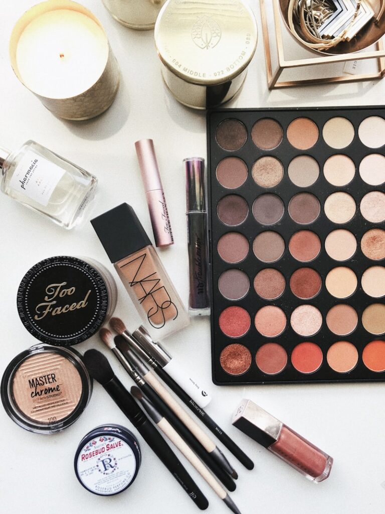 Beauty serum and skincare routine products